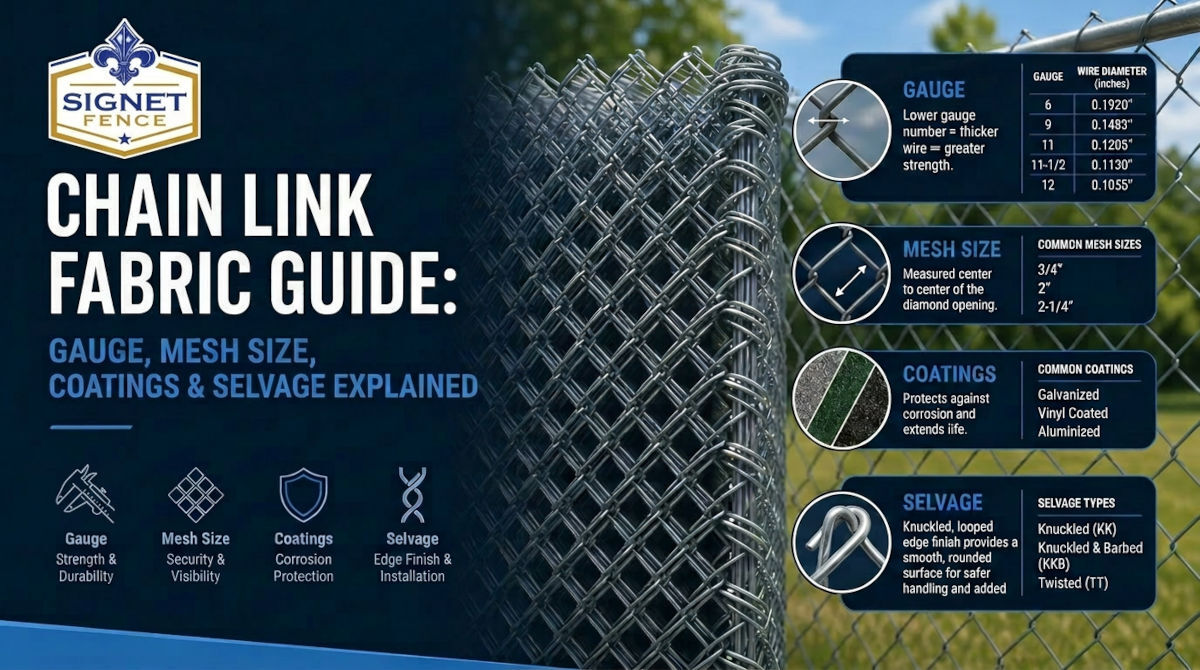 Chain Link Fabric Guide: Gauge, Mesh Size, Coatings, & Selvage Explained